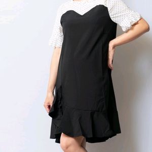 Black Flared Knee Dress