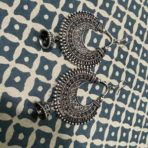 Oxidised Round Earrings