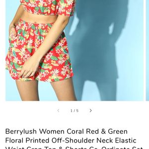 Berrylush Off Shoulder Crop Top& Shorts Cord Set