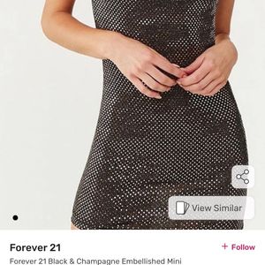 Forever 21 Black & Champagne Embellished Mini Dres