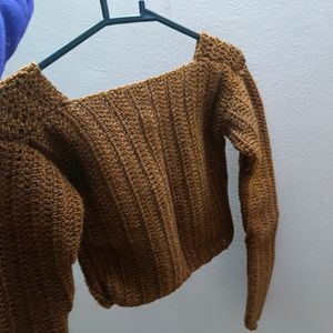 womens brown crochet top