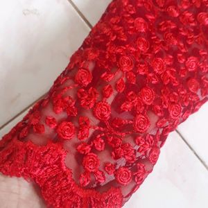 New Red Rose Net Shrug Outfit With Pant And Top