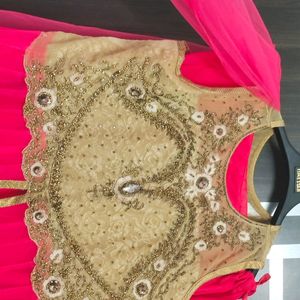 Women Golden Stone Embroidery Pakistani Lehenga