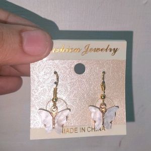 White Butterfly Earrings