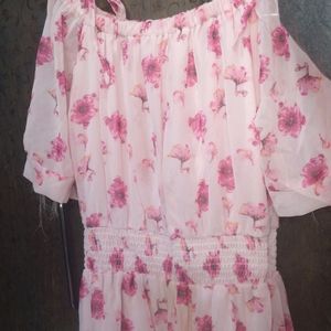 Lightweight Pink Colour Floral Midi