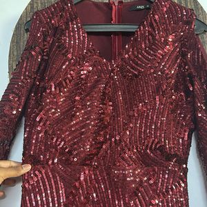 Sequins Midi Maroon/wine Color