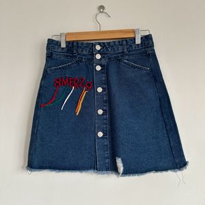 LuluandSky Blue Denim Mini Skirt