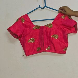 New Embroidered Gulabi Blouse Ani Moranichi Saree