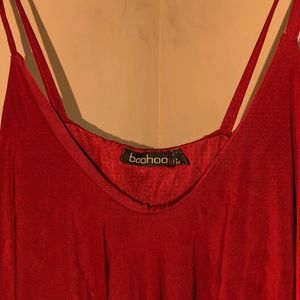 Boohoo Red Silky Vest