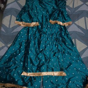 Teal Colour Kurta With Gharara