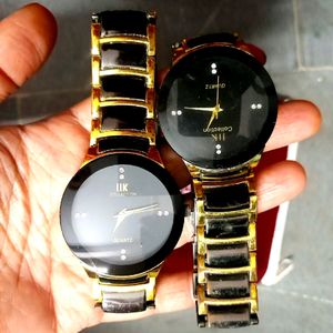 Men's watches golden and two tone pack of tw