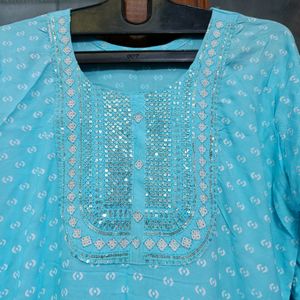 Premium Quality Sky Blue Colour Fancy Kurti