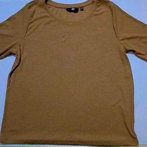 Brown Round Neck Top