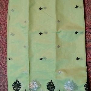 Cotton Chanderi Saree With Unstitched Blouse.