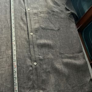 M Linen Chambray Grey Half Sleeves Shirt