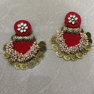 Misboota Red Coin Earrings