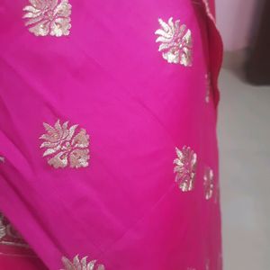 Unstitched Rose Pink Suit With Embroidery