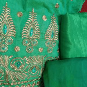 Fancy Green Unstitched Suit Material For Women