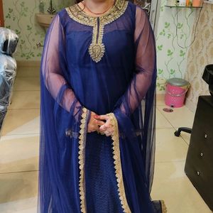 Embroidery Gown With Attached Dupatta