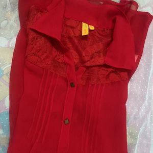 Red Transparent Kurti Style Top