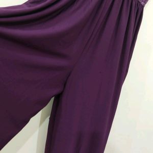 Purple Sleeveless Net Designed Stretchable Jumpsui