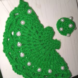 Green Handmade Crochet Ladoo Dress☘️