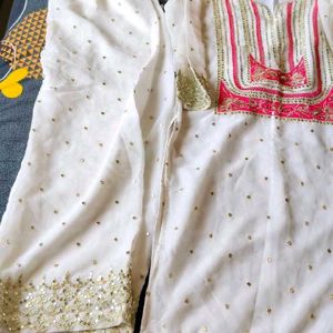 White & Pink Kurta Set