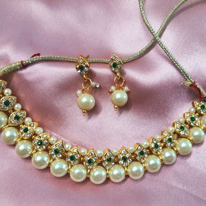 New Pearl & Stone Jewellery Set With Box