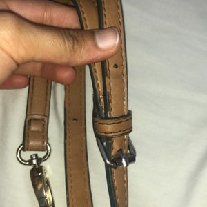 Leather Sling Bag Sturdy With 2 Zippers