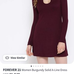 FOREVER 21 Women Burgundy Solid A-Line Dress