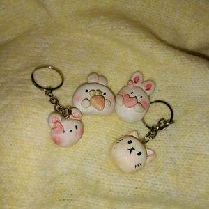 Cute Bunny Handmade Polymer Keychain