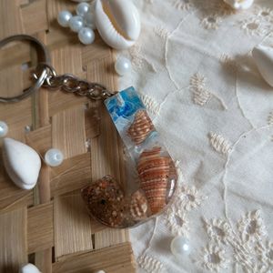 Resin Keychain Letter J Sea Theme