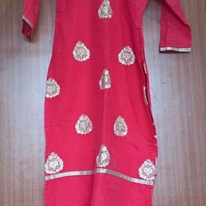 Chanderi Silk Kurta With Neck Embroidery