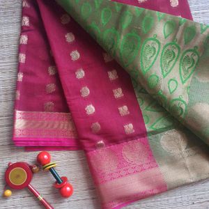 Red And Green Silk Cotton Saree