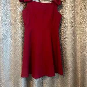 Classic Red Skater Dress with Shoulder Bow Detail