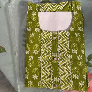 Mehndi Green Cotton Kurta Pajama Set