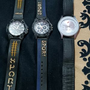 Pack Of 3 Wrist Watches( 2 Sports And 1 Fasttrack)