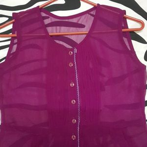 Purple Shirt Type Dress