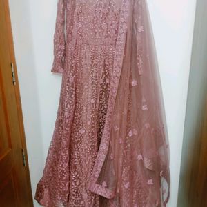 Elegant Rose Gold Anarkali Gown