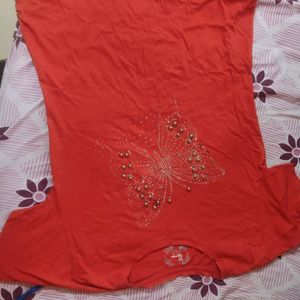 Red Butterfly RhineStone Tshirt For Women