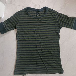 Green black stripped top