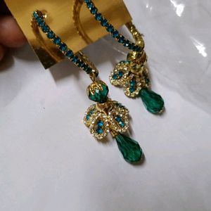 Party Wear Green Blue Jhumka