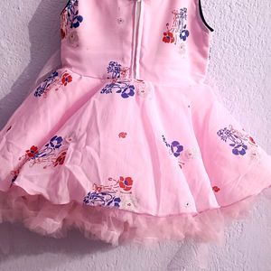 Pink Party Wear Frock For Baby Girl