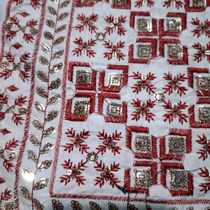 Neck Embroidery Patch White And Red Colour