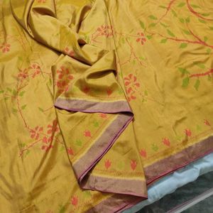 Mustard Yellow And Pink Rajkot Patola