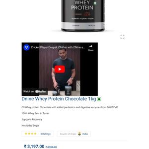 Cricketer Deepak Chahar Whey Protein Dnine