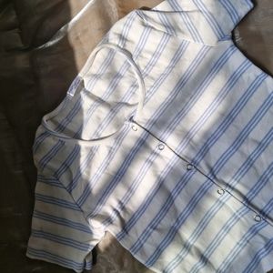 White and Blue Striped Top (S)