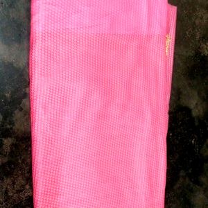 Rose And Golden Work Net Saree