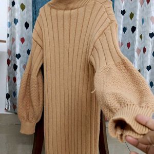 Ribbed High-Neck Sweater Dress