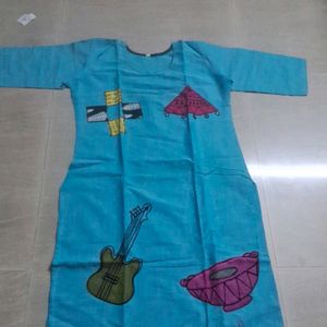 Sky Blu Cotton Kurti